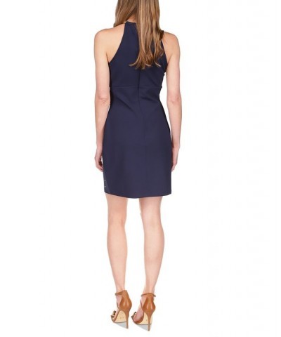 Women's Stud Chain-Neck Mini Dress Regular & Petite Midnight Blue $67.65 Dresses