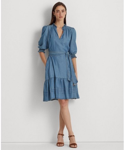 Women's Belted Denim Puff-Sleeve Dress Regular & Petite Salt Creek Wash $66.50 Dresses