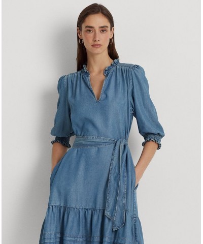 Women's Belted Denim Puff-Sleeve Dress Regular & Petite Salt Creek Wash $66.50 Dresses