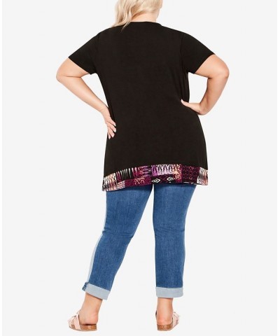 Plus Size Alexia Overlay Tunic Orchid Batik Patch $37.95 Tops