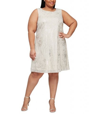 Plus Size Foil-Print Cape Dress Light Gold $47.68 Dresses