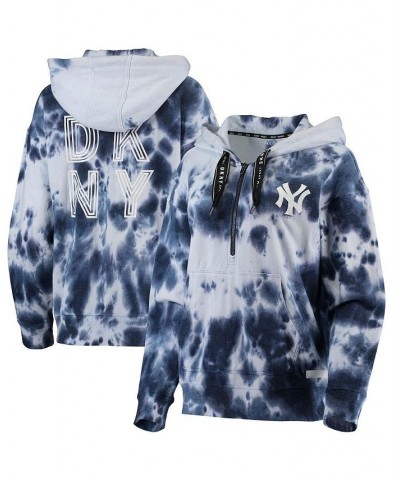 Women's White and Navy New York Yankees Dakota Tie-Dye Half-Zip Hoodie White, Navy $32.55 Sweatshirts