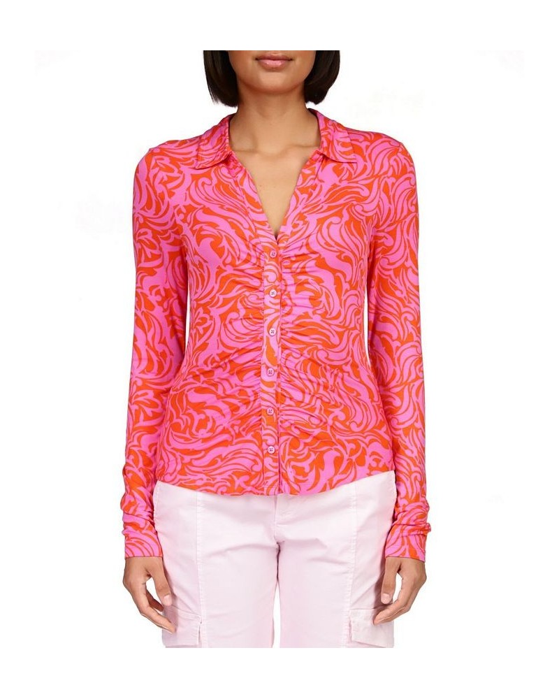 Dreamgirl Printed Shirt Pink $26.73 Tops