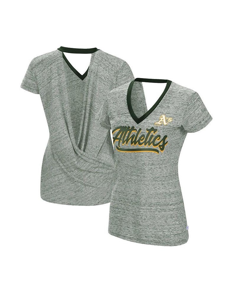 Women's Green Oakland Athletics Halftime Back Wrap Top V-Neck T-shirt Green $28.99 Tops