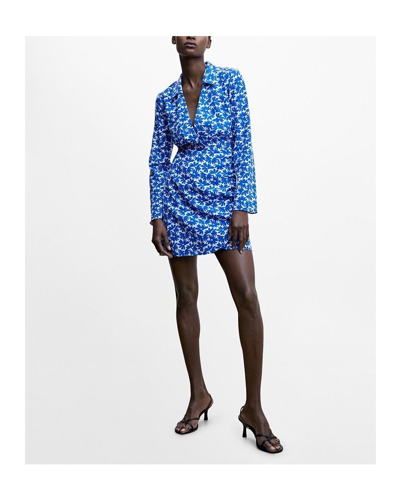 Women's Floral Shirt Dress Blue $42.30 Dresses