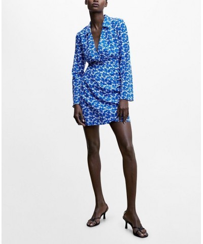 Women's Floral Shirt Dress Blue $42.30 Dresses