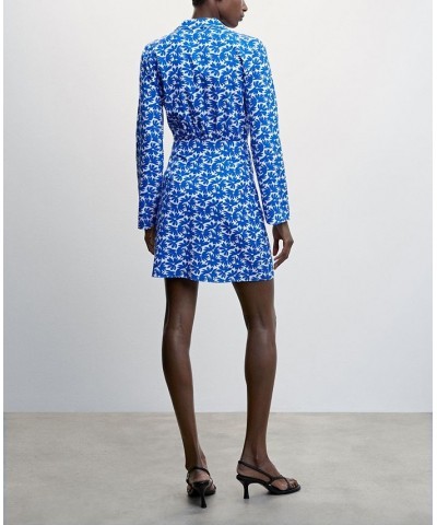 Women's Floral Shirt Dress Blue $42.30 Dresses