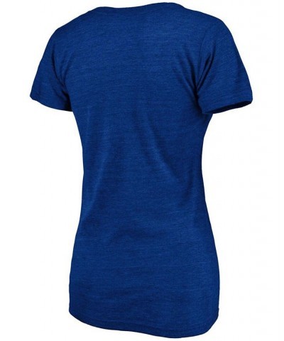 Women's Heathered Royal St. Louis Blues Distressed Team Tri-Blend V-Neck T-shirt Heather Royal $23.93 Tops