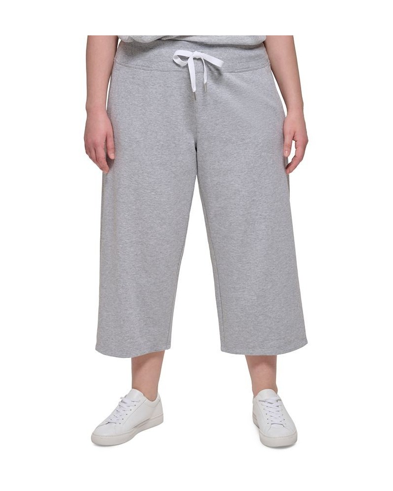 Plus Size Ribbed-Waistband Cropped Pants Gray $18.68 Pants