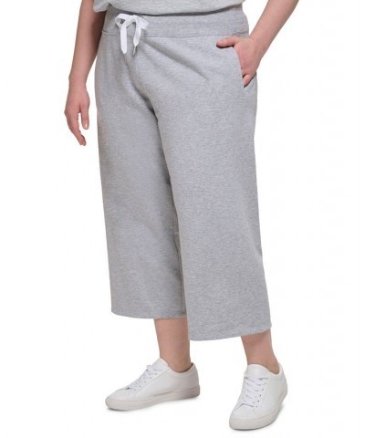 Plus Size Ribbed-Waistband Cropped Pants Gray $18.68 Pants