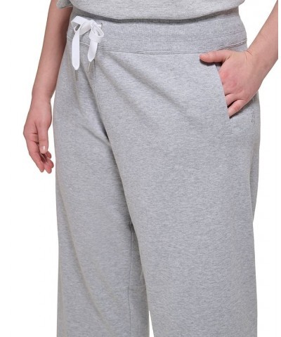 Plus Size Ribbed-Waistband Cropped Pants Gray $18.68 Pants