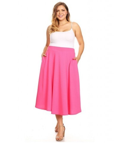 Plus Size Tasmin Flare Midi Skirt Pink $29.50 Skirts