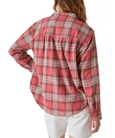 Women's Cotton Oversized Boyfriend Shirt Brown $43.78 Tops