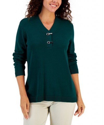 Women's Hardware Cotton Henley Top Spruce Night $11.92 Sweaters
