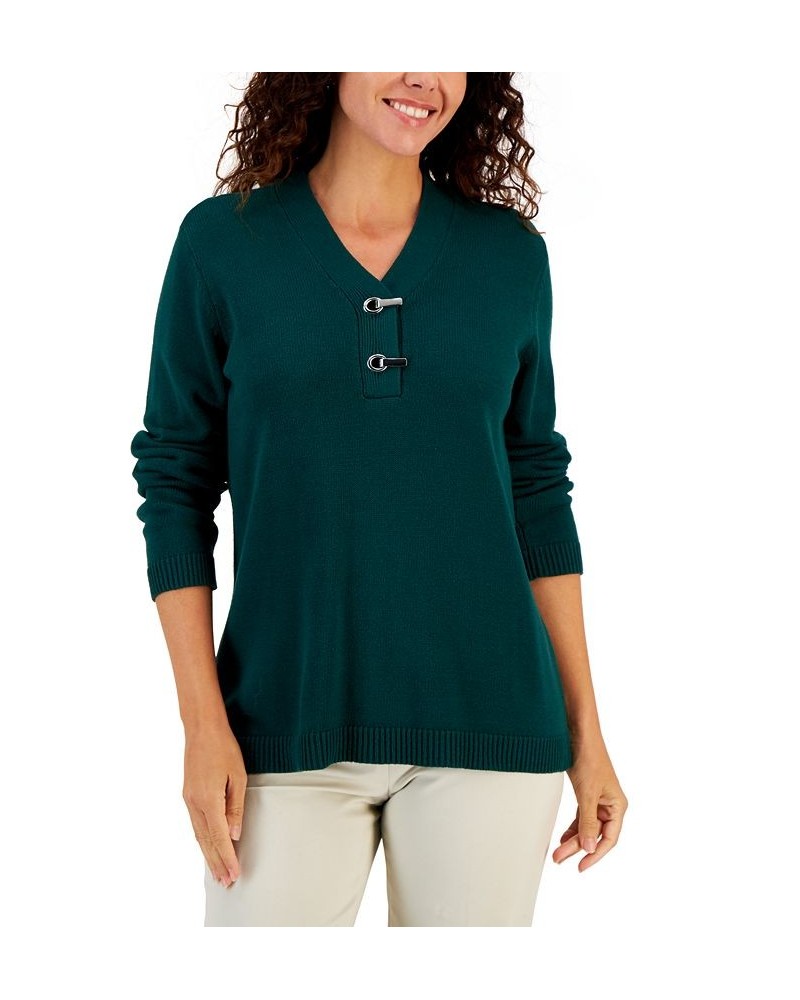 Women's Hardware Cotton Henley Top Spruce Night $11.92 Sweaters