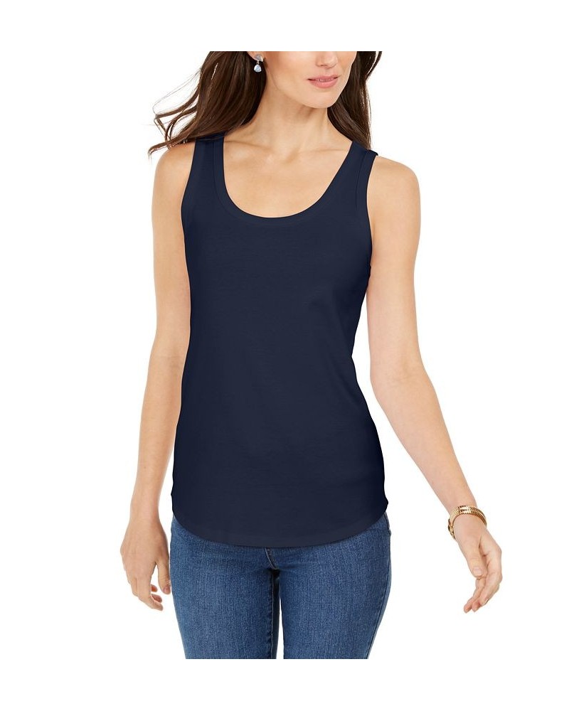 Petite Supima Cotton Scoop-Neck Tank Top Intrepid Blue $10.00 Tops