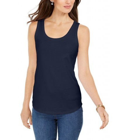 Petite Supima Cotton Scoop-Neck Tank Top Intrepid Blue $10.00 Tops