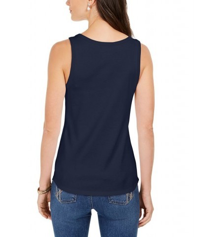 Petite Supima Cotton Scoop-Neck Tank Top Intrepid Blue $10.00 Tops