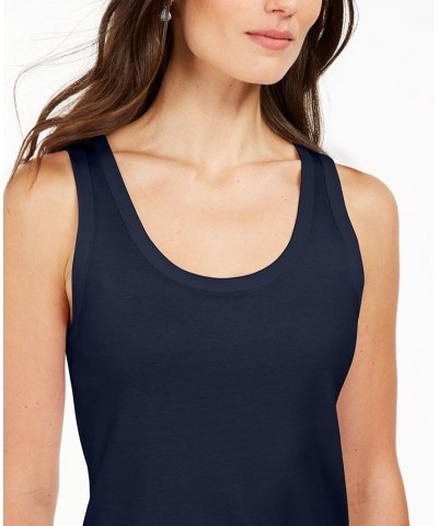 Petite Supima Cotton Scoop-Neck Tank Top Intrepid Blue $10.00 Tops