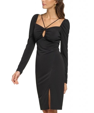 Women's Keyhole-Cutout Strappy Bodycon Dress Black $48.64 Dresses