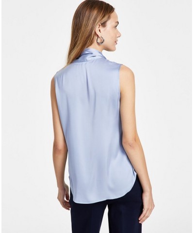 Women's Sleeveless Bow-Tie Blouse Moonstone $23.39 Tops