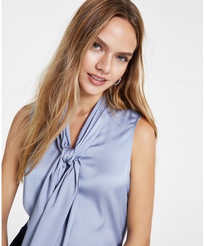 Women's Sleeveless Bow-Tie Blouse Moonstone $23.39 Tops