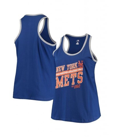 Women's Royal New York Mets Plus Size Racerback Ringer Tank Top Royal $20.00 Tops