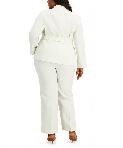 Plus Size Safari Two-Button Straight-Leg Pantsuit Blue $45.00 Suits