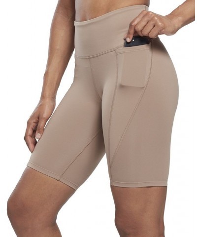 Women's Lux High-Rise Pull-On Bike Shorts Tan/Beige $30.25 Shorts