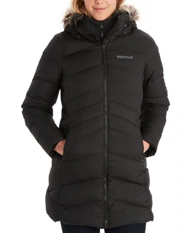 Women's Montreal Hooded Faux-Fur-Trim Coat Black $57.00 Coats