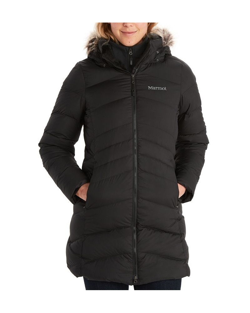 Women's Montreal Hooded Faux-Fur-Trim Coat Black $57.00 Coats