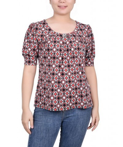 Petite Printed Balloon Sleeve Top Bittersweet Ivory $14.72 Tops