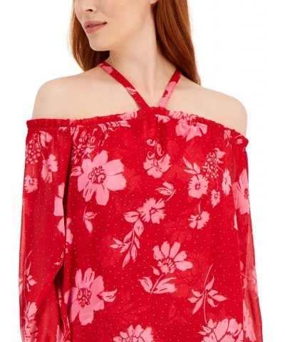 Women's Floral Print Cold-Shoulder Blouse Brigitte Garden $25.33 Tops