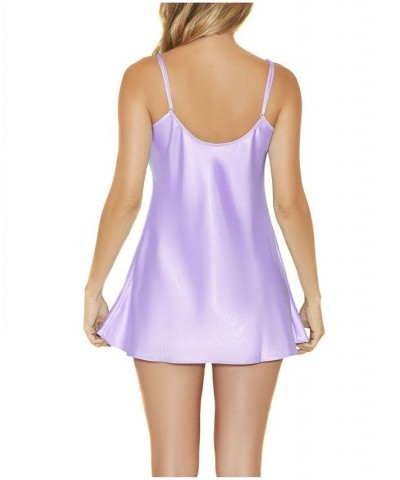 Ultra Soft Satin Lingerie Chemise with Adjustable Straps Lavender $23.97 Lingerie