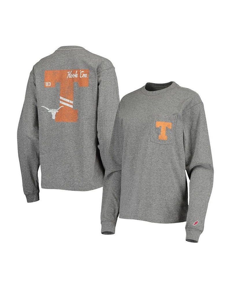 Women's Heathered Gray Texas Longhorns Pocket Oversized Long Sleeve T-shirt Heathered Gray $27.50 Tops