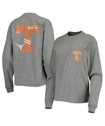 Women's Heathered Gray Texas Longhorns Pocket Oversized Long Sleeve T-shirt Heathered Gray $27.50 Tops