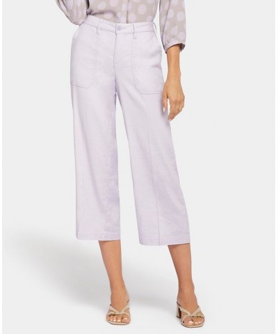 Women's Wide Leg Cargo Capri Pants Purple $37.06 Pants