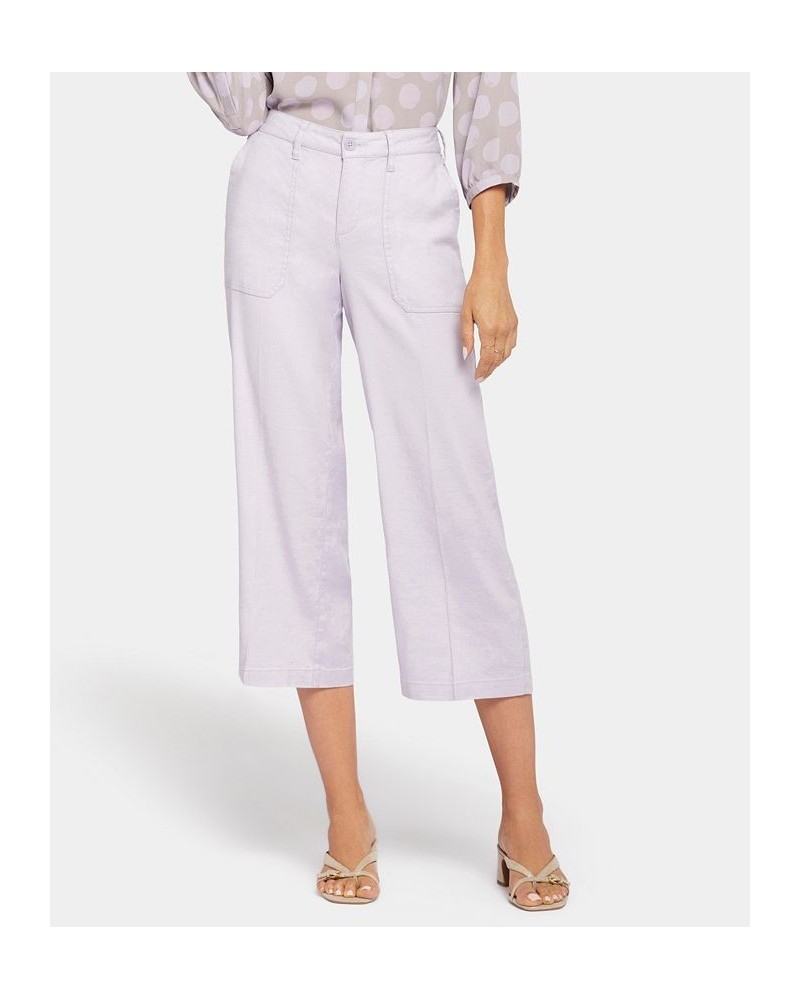 Women's Wide Leg Cargo Capri Pants Purple $37.06 Pants