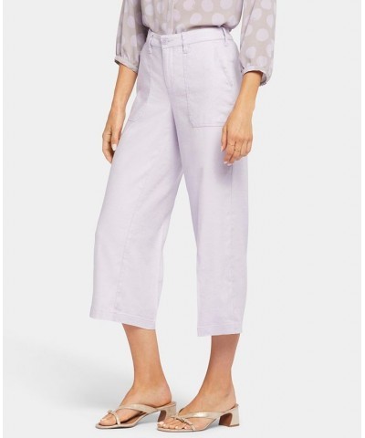 Women's Wide Leg Cargo Capri Pants Purple $37.06 Pants