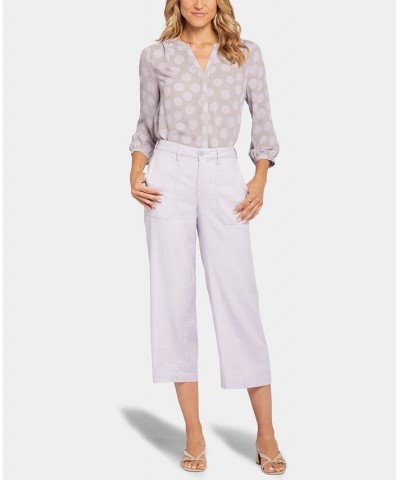 Women's Wide Leg Cargo Capri Pants Purple $37.06 Pants