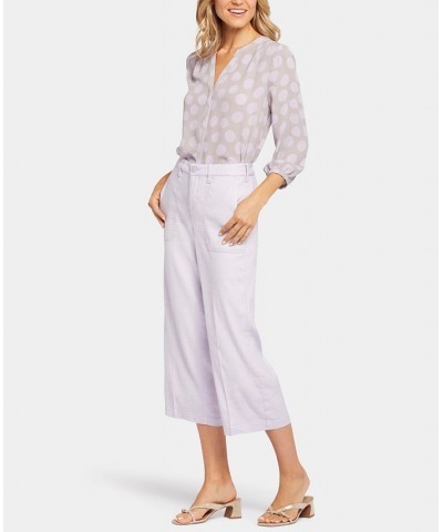 Women's Wide Leg Cargo Capri Pants Purple $37.06 Pants