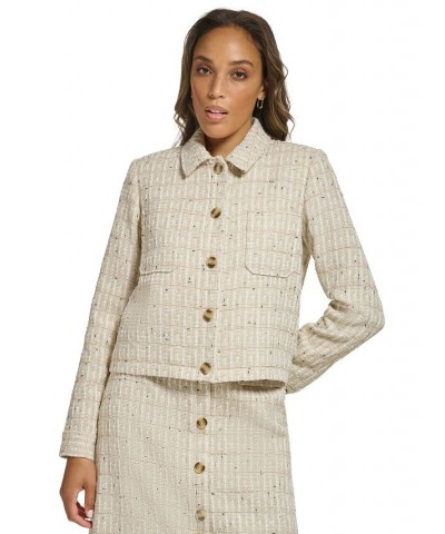 Women's Button Front Tweed Jacket Oatmeal Multi $63.60 Jackets