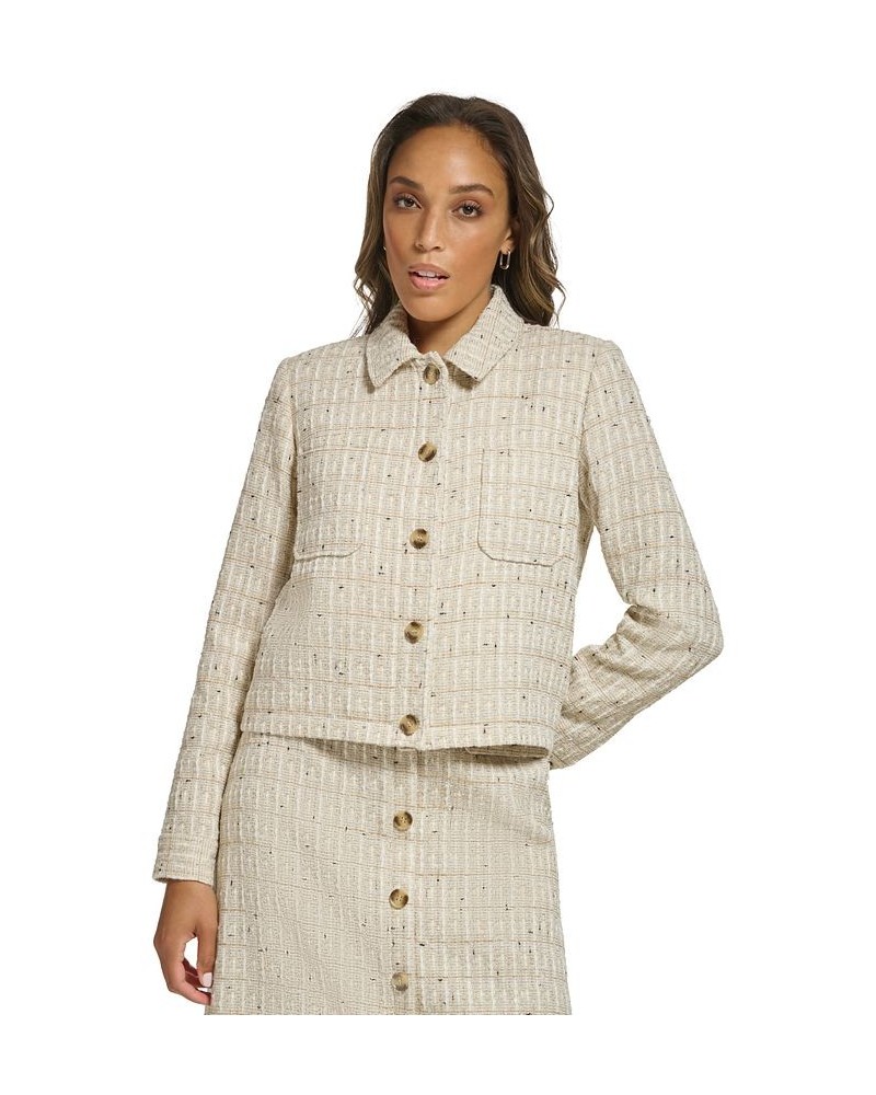 Women's Button Front Tweed Jacket Oatmeal Multi $63.60 Jackets