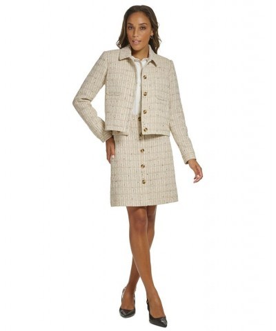 Women's Button Front Tweed Jacket Oatmeal Multi $63.60 Jackets