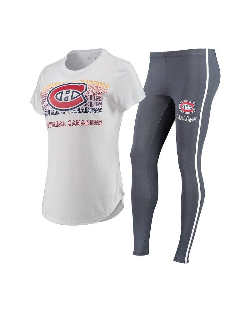 Women's White Charcoal Montreal Canadiens Sonata T-shirt and Leggings Set White, Charcoal $29.25 Pajama