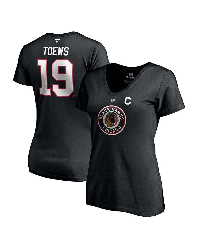 Women's Chicago Blackhawks 2020/21 Special Edition Authentic Stack Name Number V-Neck T-shirt Black $21.83 Tops