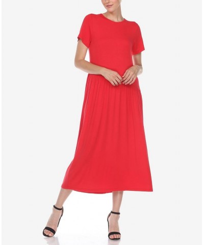 Women's Short Sleeve Maxi Dress Red $31.28 Dresses