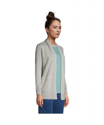 Women's Petite Cotton Open Long Cardigan Sweater Gray heather $41.38 Sweaters