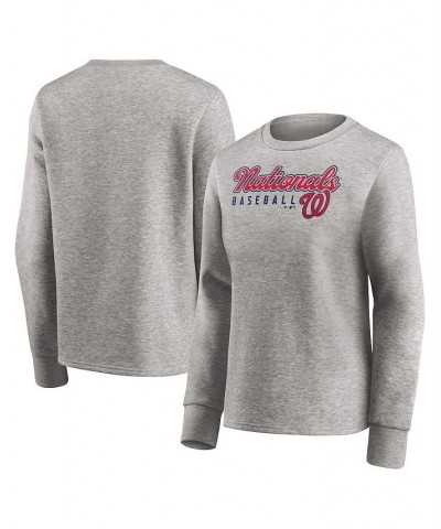 Women's Branded Heathered Gray Washington Nationals Crew Pullover Sweater Heathered Gray $35.69 Sweaters