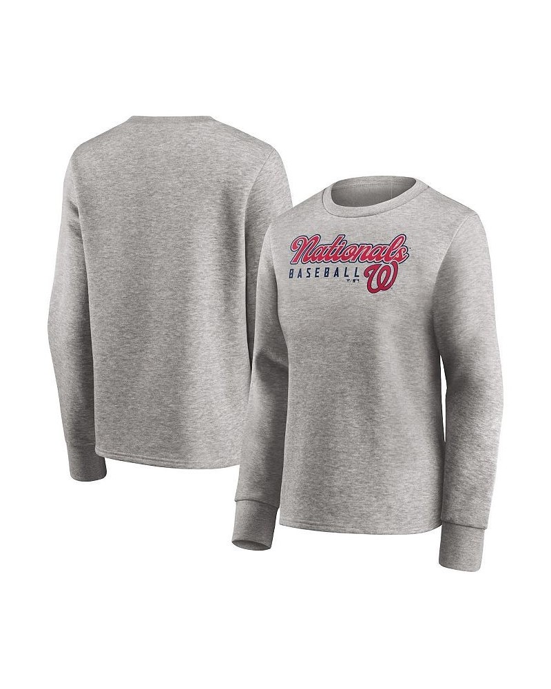 Women's Branded Heathered Gray Washington Nationals Crew Pullover Sweater Heathered Gray $35.69 Sweaters